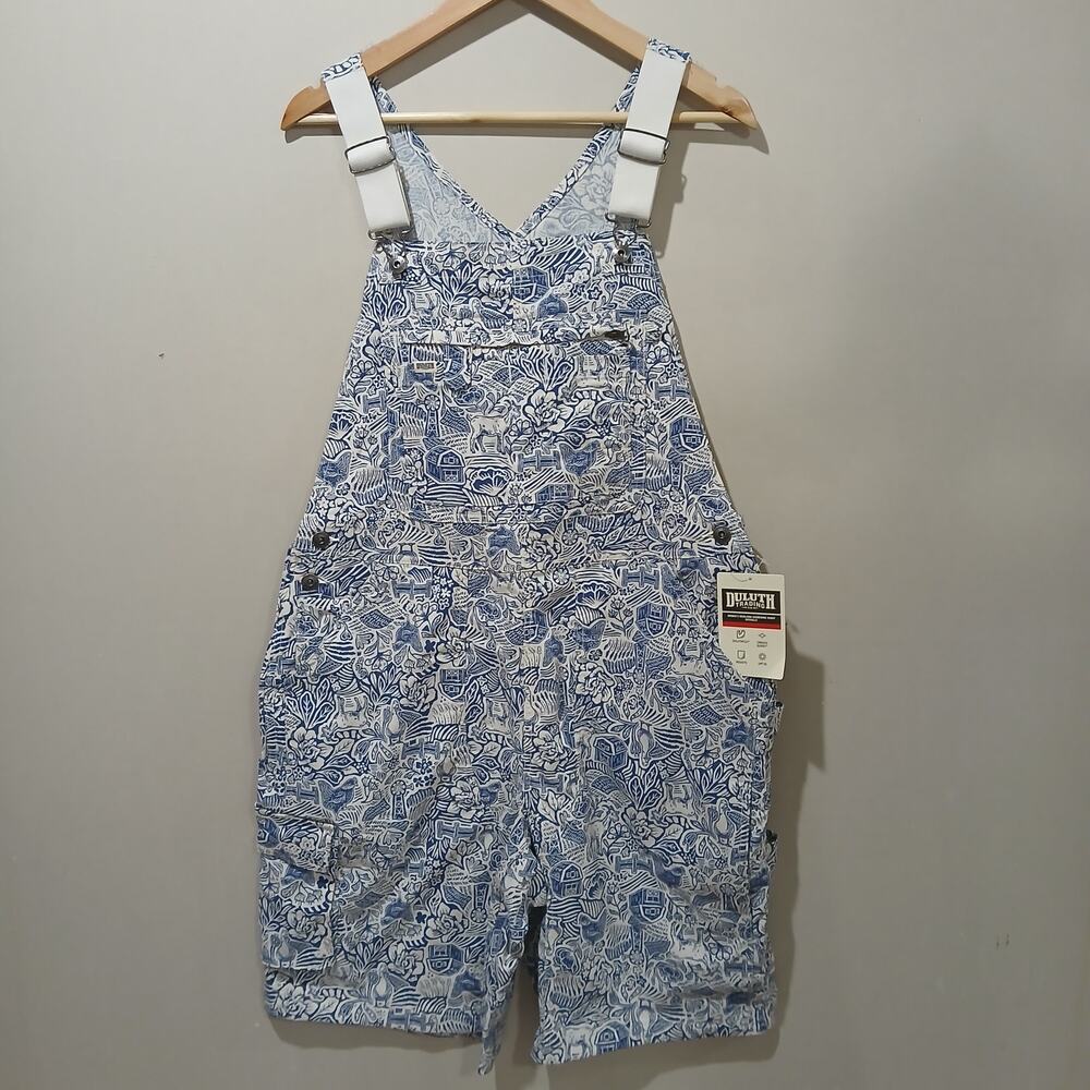 DULUTH TRADING Heirloom Gardening Short Overalls XXL NWT Farm Toile